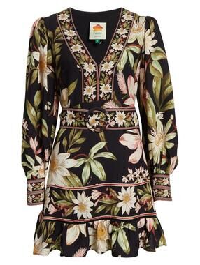 NEW, Farm Rio Surreal Flowers Long Sleeve Minidress size M #MD1727